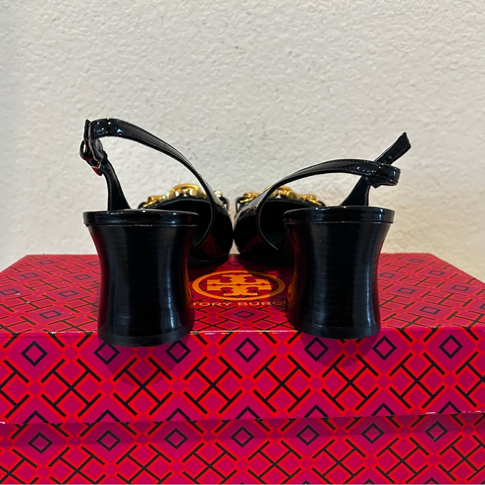 Tory Burch 55 mm Jessa Slingback Shoes Patent Leather, Size 7, New with Box - Picture 8 of 11